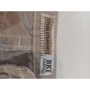 BKE Casuals Tyler Straight Khaki Tan Cotton Pants Mens 33x34 Contrast Stitch